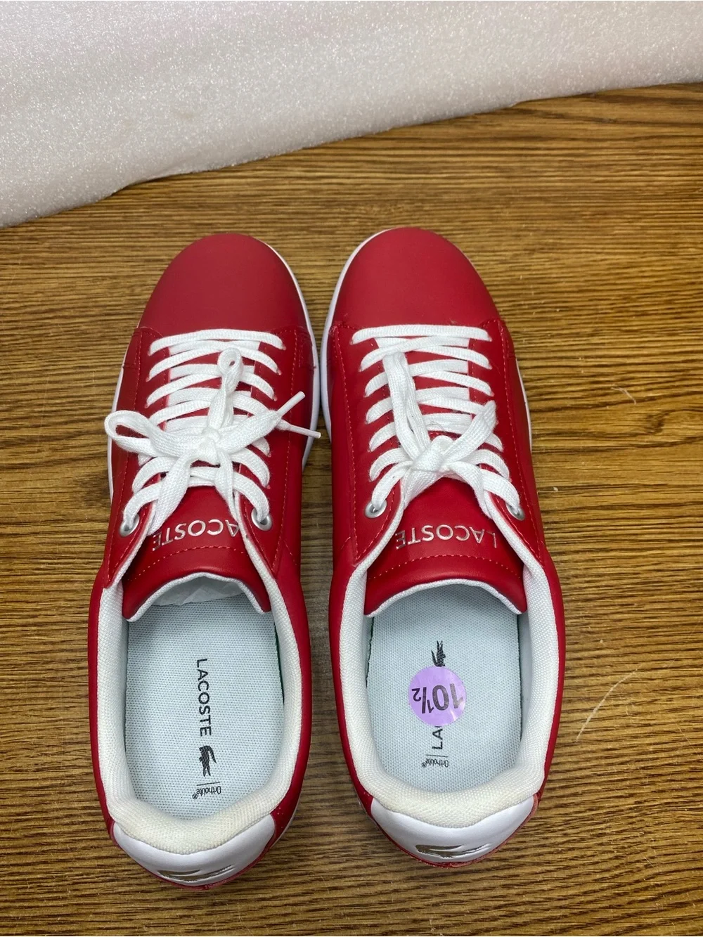 Lacoste Hydez Leather Sneakers Shoes Red White Mens Size 10.5 New No Box